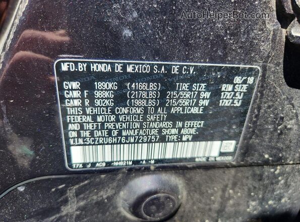 3CZRU6H76JM729757 2018 HONDA HR-V Purple 