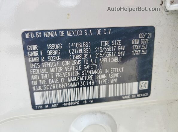 3CZRU6H79MM730146 2021 HONDA HR-V White 