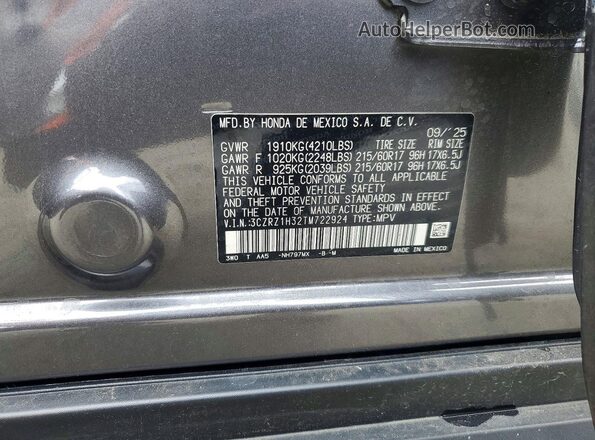 3CZRZ1H32TM722924 2026 HONDA HR-V Charcoal 