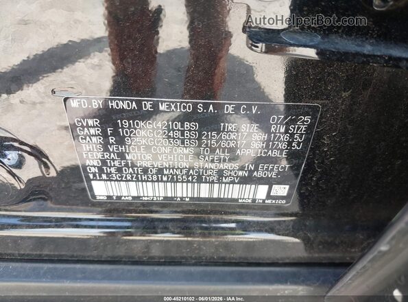 3CZRZ1H38TM715542 2026 HONDA HR-V Black Շարժիչի բաժամունքի տեսք