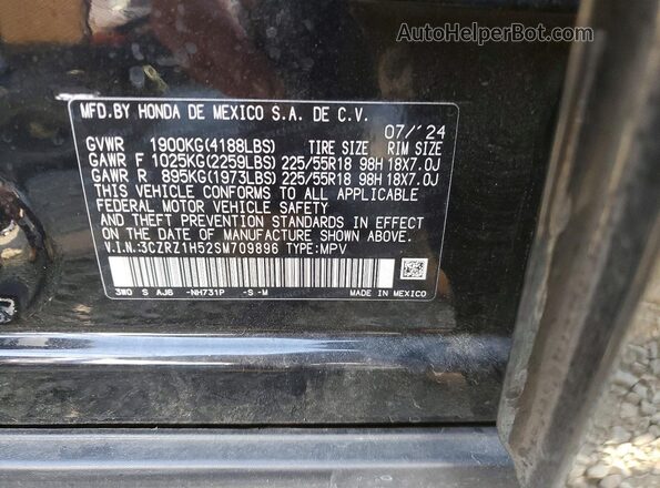 3CZRZ1H52SM709896 2025 HONDA HR-V Black Vista interior de 360 grados