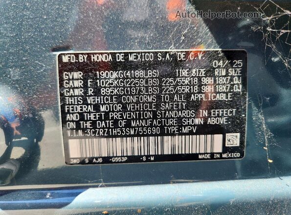 3CZRZ1H53SM755690 2025 HONDA HR-V Gray 