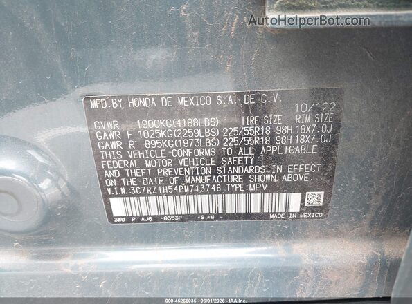 3CZRZ1H54PM713746 2023 HONDA HR-V Light Blue ძრავის განყოფილების ხედი