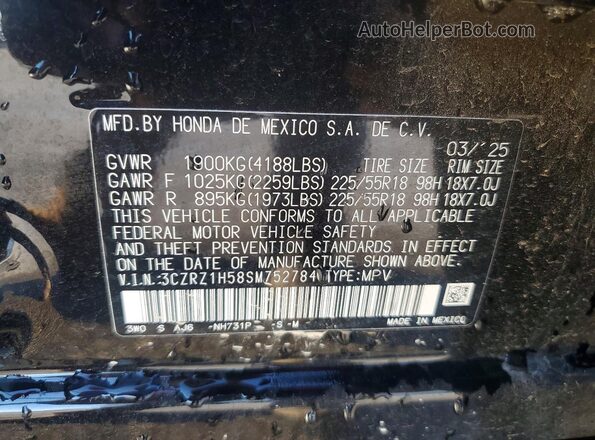 3CZRZ1H58SM752784 2025 HONDA HR-V Black Vista interior de 360 grados