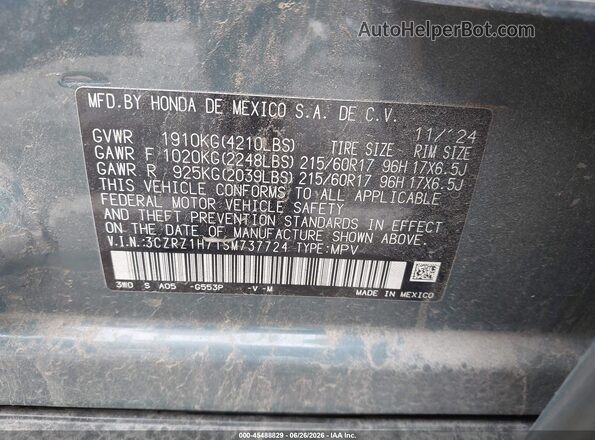 3CZRZ1H71SM737724 2025 HONDA HR-V Light Blue Widok komory silnika