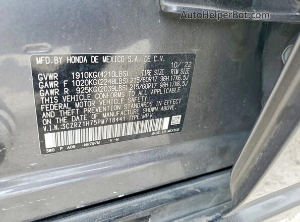 3CZRZ1H75PM718441 2023 HONDA HR-V Gray 
