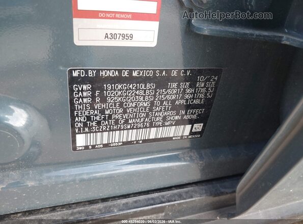3CZRZ1H79SM729676 2025 HONDA HR-V Blue Engine compartment view