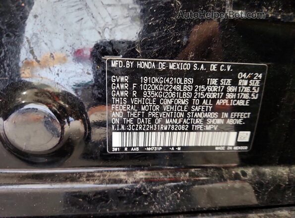 3CZRZ2H31RM782062 2024 HONDA HR-V Black 