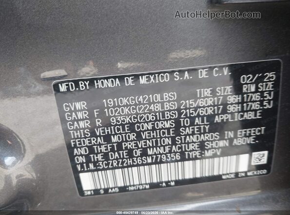 3CZRZ2H36SM779356 2025 HONDA HR-V Gray Widok komory silnika