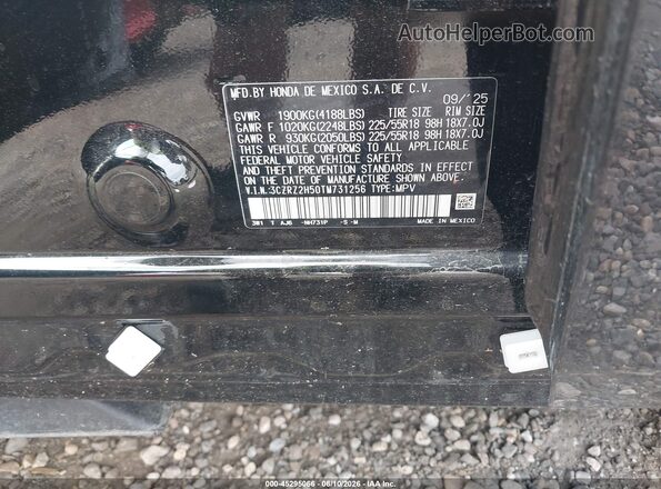 3CZRZ2H50TM731256 2026 HONDA HR-V Black Շարժիչի բաժամունքի տեսք