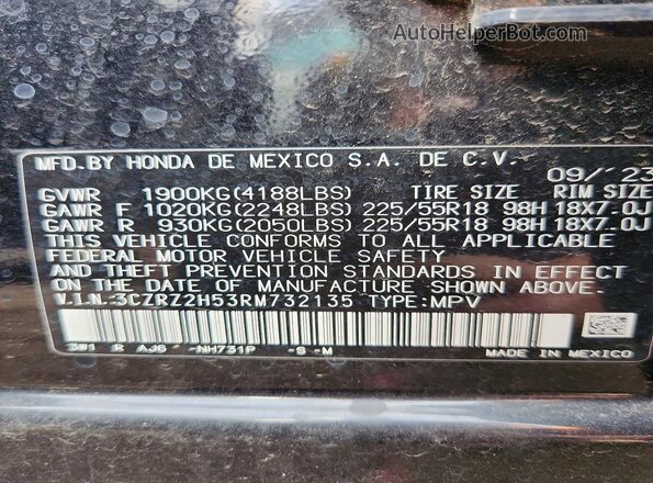 3CZRZ2H53RM732135 2024 HONDA HR-V Black Vista del compartimento del motor