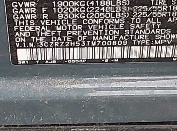 3CZRZ2H53TM700809 2026 HONDA HR-V Blue Вид підкапотного простору
