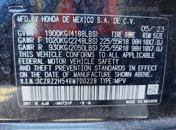 3CZRZ2H54RM700228 2024 HONDA HR-V Black 