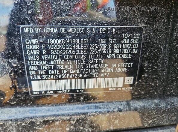 3CZRZ2H56PM723636 2023 HONDA HR-V Черный 