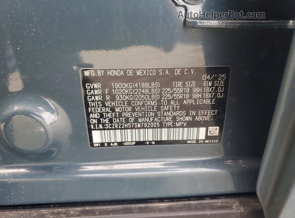 3CZRZ2H57SM792005 2025 HONDA HR-V Blue 