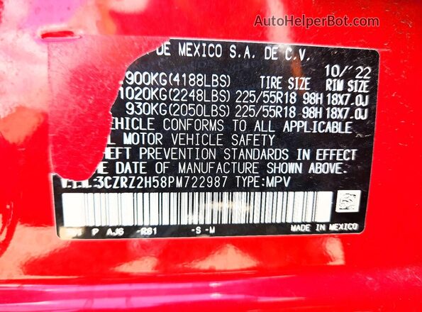 3CZRZ2H58PM722987 2023 HONDA HR-V Red Вид підкапотного простору