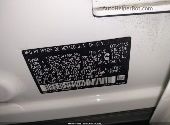 3CZRZ2H58RM716318 2024 HONDA SPORT Белый Вид подкапотного пространства