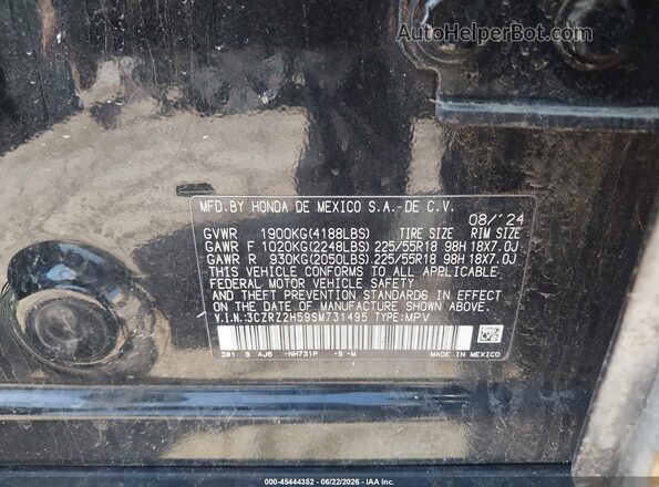 3CZRZ2H59SM731495 2025 HONDA HR-V Black Vista del compartimento del motor