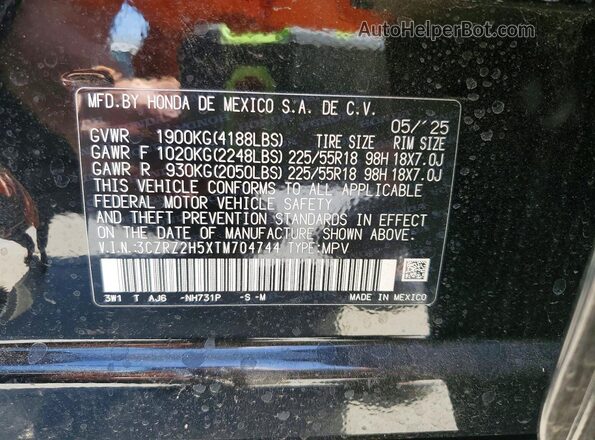 3CZRZ2H5XTM704744 2026 HONDA HR-V Black 