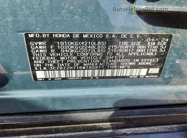 3CZRZ2H71RM785871 2024 HONDA HR-V Green Engine compartment view