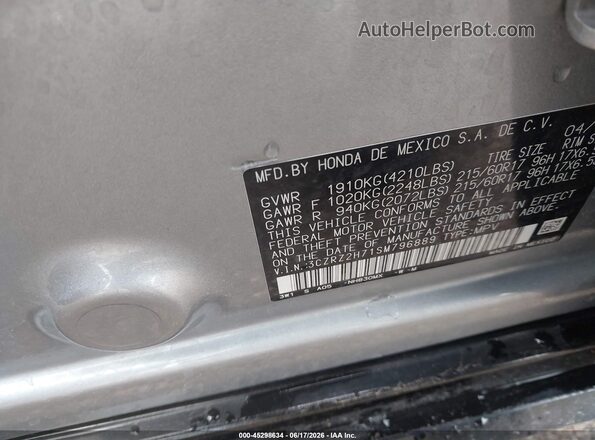 3CZRZ2H71SM796889 2025 HONDA HR-V Silver Вид підкапотного простору
