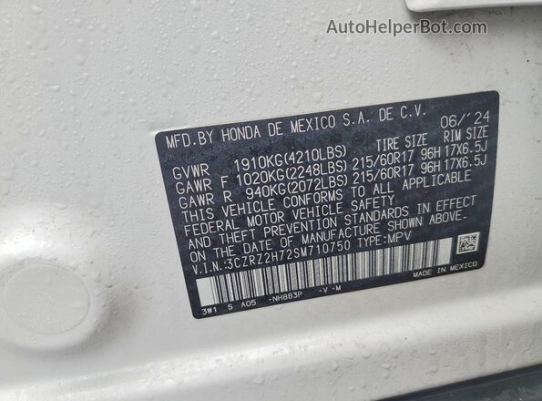 3CZRZ2H72SM710750 2025 HONDA HR-V White Engine compartment view