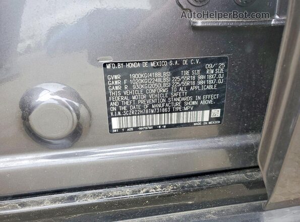 3CZRZ2H78TM731863 2026 HONDA HR-V Серый Вид наклейки с VIN-кодом