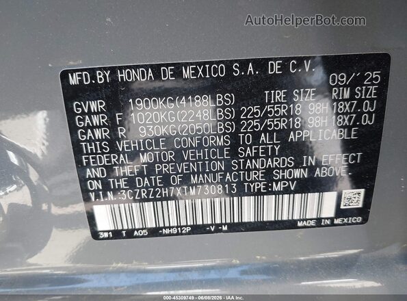 3CZRZ2H7XTM730813 2026 HONDA HR-V Gray Engine compartment view