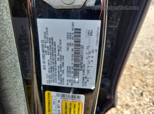 3FA6P0CD6KR141507 2019 FORD FUSION Black Widok komory silnika