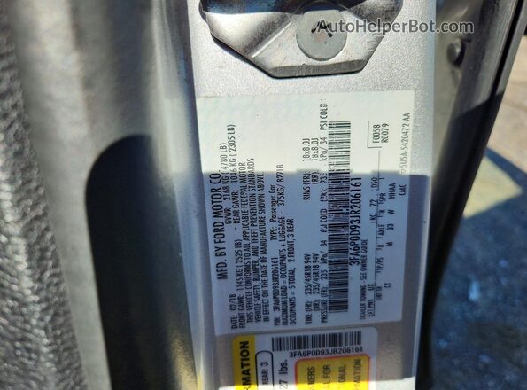 3FA6P0D93JR206161 2018 FORD FUSION Silver Engine compartment view