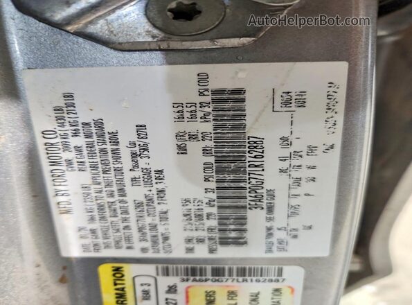 3FA6P0G77LR162887 2020 FORD FUSION Серебряный Вид наклейки с VIN-кодом