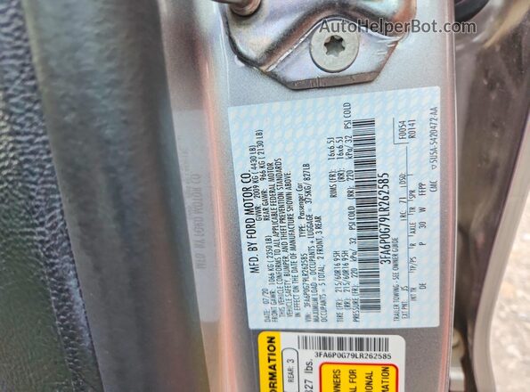 3FA6P0G79LR262585 2020 FORD FUSION Silver Вид підкапотного простору