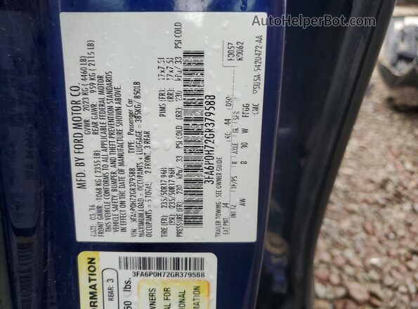 3FA6P0H72GR379588 2016 FORD FUSION Blue Engine compartment view