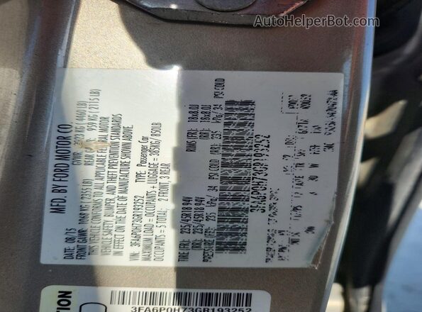 3FA6P0H73GR193252 2016 FORD FUSION Gold VIN կոդի պիտակի տեսք