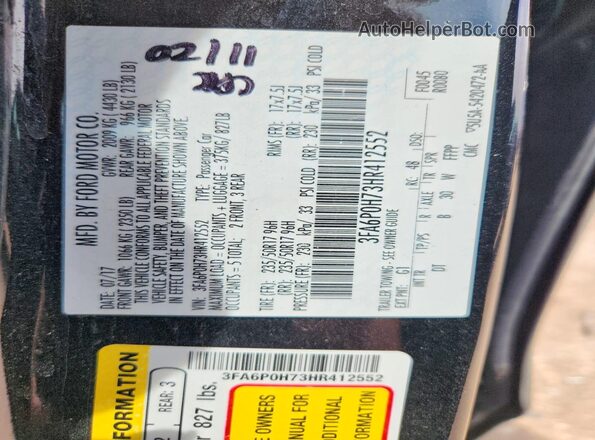 3FA6P0H73HR412552 2017 FORD FUSION Black Вид підкапотного простору