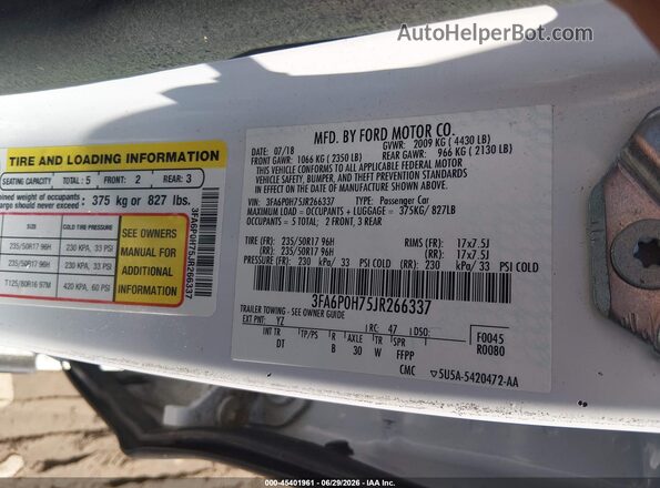 3FA6P0H75JR266337 2018 FORD FUSION Белый Вид подкапотного пространства