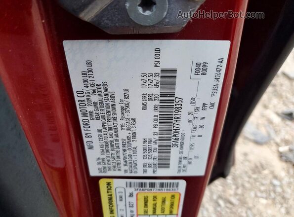3FA6P0H77HR198357 2017 FORD FUSION Red 