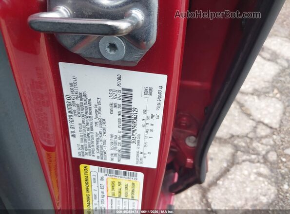 3FA6P0H79HR363129 2017 FORD FUSION Red Շարժիչի բաժամունքի տեսք