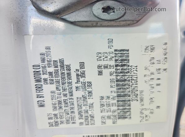 3FA6P0H7XGR217532 2016 FORD FUSION White 