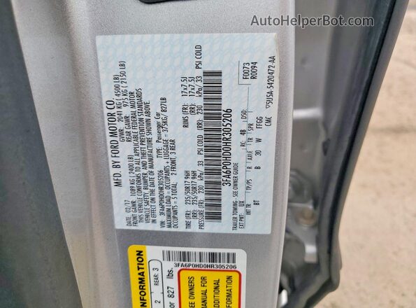 3FA6P0HD0HR305206 2017 FORD FUSION Silver Engine compartment view