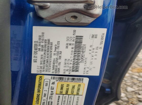 3FA6P0HD1HR292014 2017 FORD FUSION Blue Вид підкапотного простору