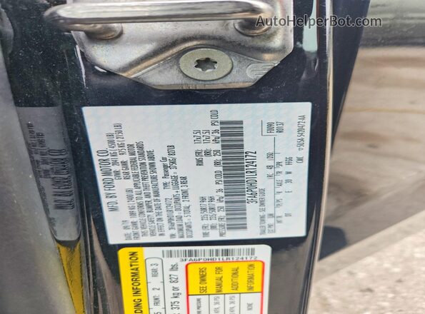 3FA6P0HD1LR124172 2020 FORD FUSION Black Engine compartment view