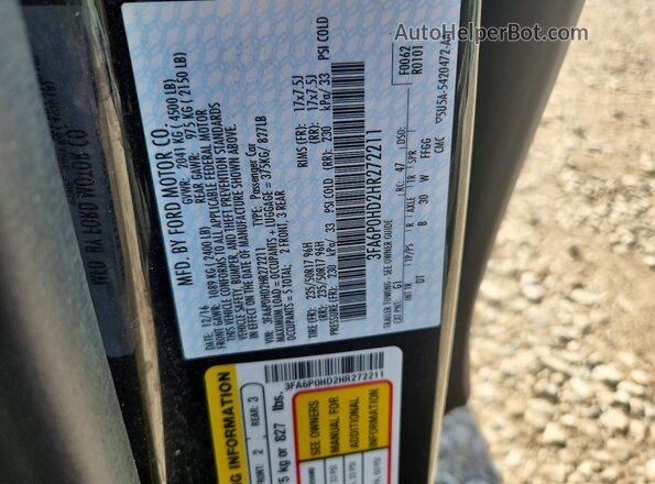 3FA6P0HD2HR272211 2017 FORD FUSION Black Вид підкапотного простору
