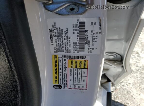 3FA6P0HD2LR254381 2020 FORD FUSION Белый Вид наклейки с VIN-кодом