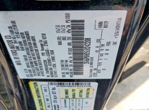 3FA6P0HD5LR242208 2020 FORD FUSION Black 