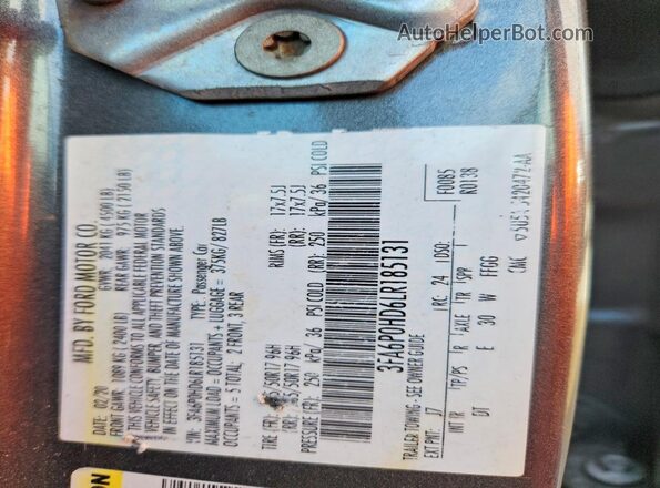 3FA6P0HD6LR185131 2020 FORD FUSION Gray ძრავის განყოფილების ხედი