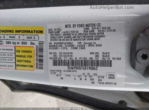3FA6P0HD7GR190862 2016 FORD FUSION White Շարժիչի բաժամունքի տեսք