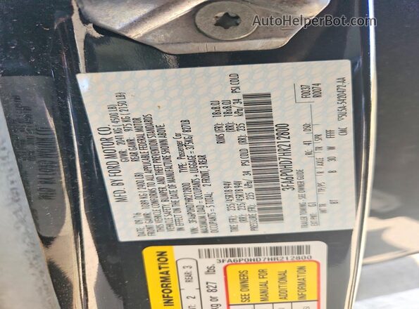 3FA6P0HD7HR212800 2017 FORD FUSION Black 