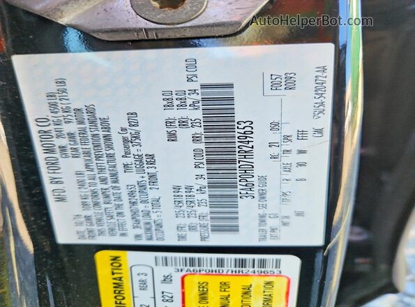 3FA6P0HD7HR249653 2017 FORD FUSION Black Շարժիչի բաժամունքի տեսք