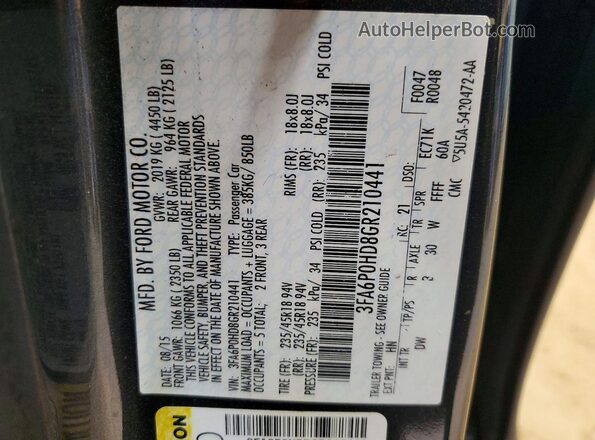 3FA6P0HD8GR210441 2016 FORD FUSION Gray 